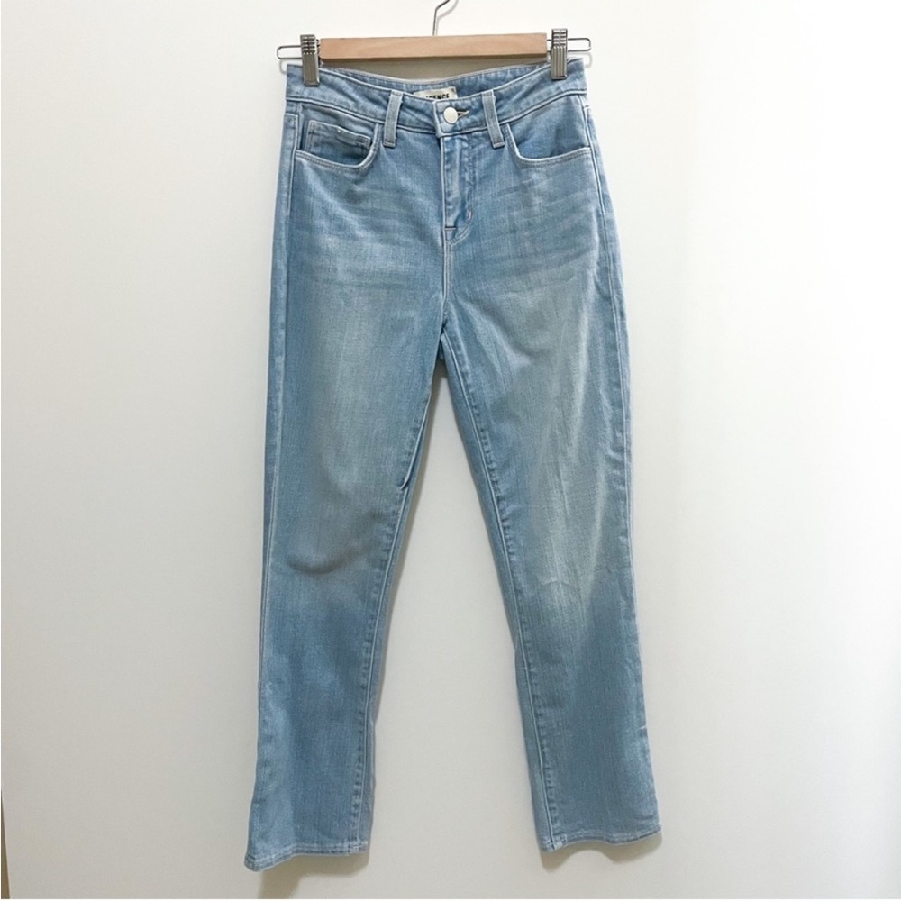 L’AGENCE Nadia High Waist Cropped Straight Leg Jeans Blue Cloud 24